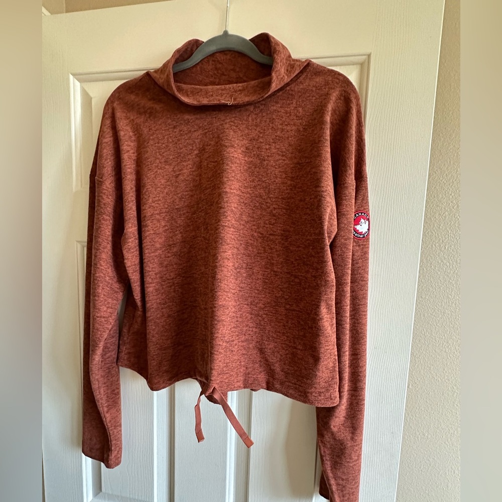 Women’s Cozy Rust Drawstring Hooded Sweatshirt